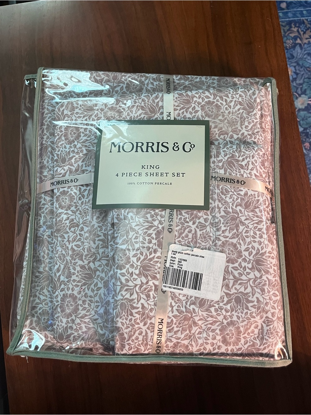 NWT Morris & Co King Sheet Set in Dusty Rose Floral